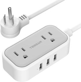 img 4 attached to 🔌 TESSAN Small Flat Plug Power Strip with 3 USB Ports - Portable 2 Outlet Strip with 5ft Cord - Mini Nightstand Charging Station for Dorm Room, Cruise, Travel
