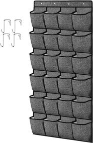 img 4 attached to Максимизируйте свое место для хранения обуви с нашим органайзером для обуви на дверь: 24 дополнительных больших кармана для мужских кроссовок, женских туфель на высоком каблуке и тапочек - похожий на льняное полотно, черный принт - 61.4''x22''.