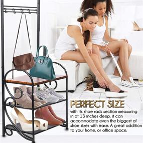 img 1 attached to 👠 Omishome Shoe Rack Bench: Impressive Strength, Elegant and Stylish Design – Perfect Entryway Bench with Coat and Shoe Rack