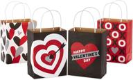 hallmark 6-inch valentine's gift bags (4-pack; hearts, xoxo, black, gray, red, white) for valentine's day classroom parties, galentine's day treats, teacher gifts, grandchildren, coworkers logo