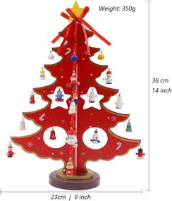 img 3 attached to 🎄 Aomiduo Rosette Hair 14-Inch Funny Desktop Wooden Christmas Tree Decor & Toy Set - Includes 28 Mini Ornaments in Red