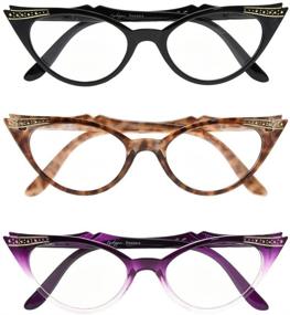 img 3 attached to 👓 Eyekepper Womens 3 Pairs Reading Glasses: Vintage Cat Eye Readers (Black/Tortoise/Purple Transparent, 1.75)