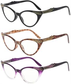 img 4 attached to 👓 Eyekepper Womens 3 Pairs Reading Glasses: Vintage Cat Eye Readers (Black/Tortoise/Purple Transparent, 1.75)