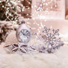 img 2 attached to ❄️ Frozen Winter Sparkle: Valery Madelyn 50ct Silver and White Shatterproof Christmas Ball Ornaments for Xmas Decorations