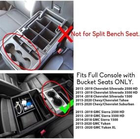 img 3 attached to Органайзер для центральной консоли Jaronx с держателем для монет - совместим с Chevy Silverado/GMC Sierra 1500 (2014-2018), 2500/3500 HD (2015-2019), Chevy Suburban/Tahoe/GMC Yukon (2015-2020) - полная консоль со съемными сиденьями.