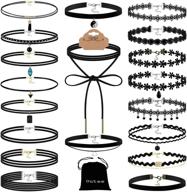 20 piece black choker set for women and teen girls - classic, layered, and henna velvet necklaces logo