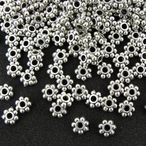 img 1 attached to 🌼 Antiqued Silver Daisy Spacer Metal Beads 4mm - 500 Pieces by GBSTORE for Jewelry Making