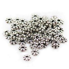 img 2 attached to 🌼 Antiqued Silver Daisy Spacer Metal Beads 4mm - 500 Pieces by GBSTORE for Jewelry Making