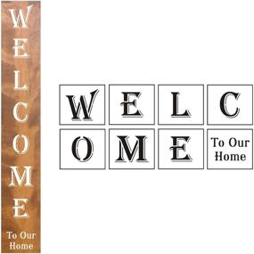 img 4 attached to Easy-to-Use Welcome Sign Stencils: 8-Pack Vertical Templates for Wood Painting – Reusable Letter Stencils to Enhance Front Porch Signs