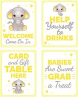 🐘 adorable yellow elephant baby shower table decorations signs - enhance your centerpiece decor with gender neutral supplies logo