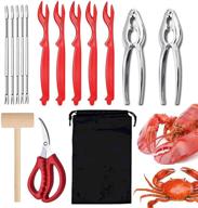 🦀 complete ajoymetu 15pcs crab crackers and tools set with storage bag - seafood lovers essential kit: 2 crackers, 5 lobster shellers, 5 crab leg picks, 1 scissors, 1 wooden hammer logo