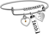 🌼 uloveido christian faith extendable bangle: stainless steel heart mustard seed bracelet y642 logo