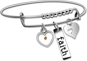 img 4 attached to 🌼 Uloveido Christian Faith Extendable Bangle: Stainless Steel Heart Mustard Seed Bracelet Y642