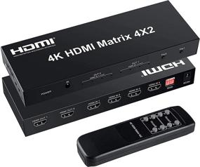 img 4 attached to Матричный коммутатор HDMI FERRISA 4x2: Ultra HD 4K x 2K видеосвитчер с аудиовыходом, 3D 1080P, ИК-пультом ДУ, сетевым адаптером