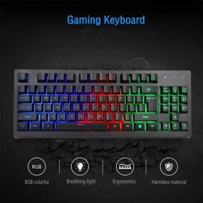 img 3 attached to Enhance Gaming Experience with RGB 87 🎮 Keys Gaming Keyboard and Backlit Mouse Combo by BlueFinger