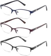 👓 crgatv 3-pack blue light blocking metal half frame computer readers - for women, anti uv/eye strain/glare, +2.5 magnification strength logo