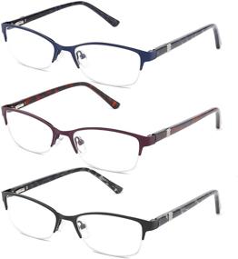 img 4 attached to 👓 CRGATV 3-Pack Blue Light Blocking Metal Half Frame Computer Readers - for Women, Anti UV/Eye Strain/Glare, +2.5 Magnification Strength