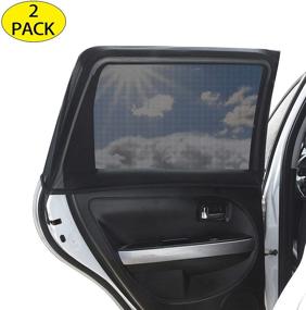 img 4 attached to 🚗 Adjustable Elastic Fabric Car Shade Set | Universal Sun Protection for Baby & Car | Full Rear & Side Window Cover (2Pcs)