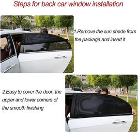 img 1 attached to 🚗 Adjustable Elastic Fabric Car Shade Set | Universal Sun Protection for Baby & Car | Full Rear & Side Window Cover (2Pcs)
