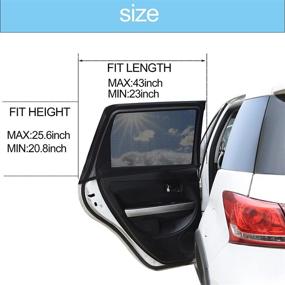 img 3 attached to 🚗 Adjustable Elastic Fabric Car Shade Set | Universal Sun Protection for Baby & Car | Full Rear & Side Window Cover (2Pcs)