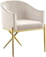кресло для обеденной зоны meridian furniture xavier collection с обивкой из бархата - современный и современный дизайн с ножками в форме буквы x из стали - кремовый, 25,5" ш x 24,5" г x 31,5" в логотип