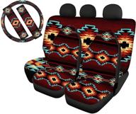🚗 upetstory aztec ethnic car seat covers full set for women: navajo stripes car accessories with steering wheel cover & seat belt pads southwest design logo