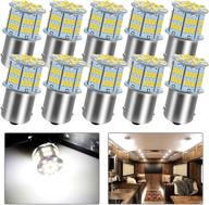 10pcs linkstyle rv led light bulbs 1156 1141 1003 ba15s - super bright 3014 54smd, 12-24 volt replacement bulbs for indoor lights, backup reverse lighting in trailers, campers, boats, motorhomes, cars - white logo