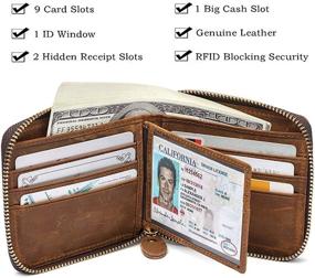 img 3 attached to 👝 Huztencor Zipper Leather RFID Blocking Wallets for Men's Accessories