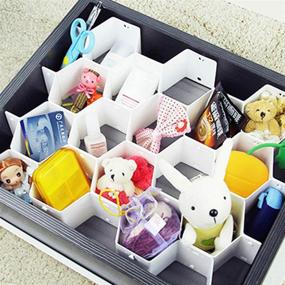 img 2 attached to Foraineam 3 Pack Honeycomb Drawer Organizer: Optimize Cabinet Space with Plastic Partition Clapboards for Closet Storage