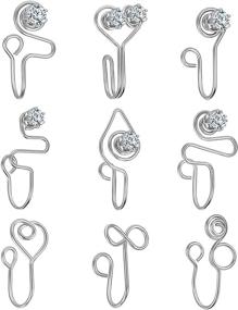 img 4 attached to LuckyAmor 6 9Pcs African Piercing Silver