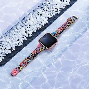 img 3 attached to Waterproof Fadeless Replacement Straps for Fitbit Versa 2/Versa Lite/Fitbit Versa - Ouwegaga Slim Multi Patterns Bands for Women Men