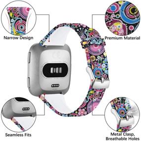 img 2 attached to Waterproof Fadeless Replacement Straps for Fitbit Versa 2/Versa Lite/Fitbit Versa - Ouwegaga Slim Multi Patterns Bands for Women Men