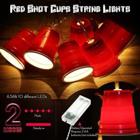 img 3 attached to 🥤 Red Pong Cup Style Party Cups String Lights - Battery Operated Mini Shot Cups Fairy Light Decoration with 10 LEDs - Ideal for College Graduation Grad Party Supplies, Home Décor - 6.56 Feet LED Novelty Flip Cup Decor