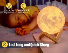 img 1 attached to 🌕 Moon Lamp Goodfeel 16 Colors LED 3D Print Moon Light with Stand, Remote, Touch Control, and USB Rechargeable. Ideal Moon Light Lamp for Kids, Friends, Lovers. Perfect Birthday & Christmas Gifts (4.7inch)