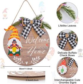 img 3 attached to INGRINC Interchangeable Seasonal Welcome Gnome Sign: Versatile Front Door Decor with 13 Different Gnome Wall Hangings for Thanksgiving, Christmas & Holidays