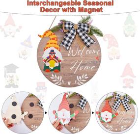 img 1 attached to INGRINC Interchangeable Seasonal Welcome Gnome Sign: Versatile Front Door Decor with 13 Different Gnome Wall Hangings for Thanksgiving, Christmas & Holidays