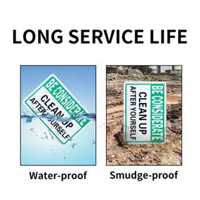 img 1 attached to 🗑️ 2 Pack - Be Considerate: Clean Up After Yourself Sign | 10"x 7" | Durable .04" Aluminum | Rust-Free, Weatherproof & UV Protected
