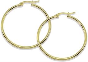 img 1 attached to 💫 Shine in Style: Chic Gold Flash Stainless Steel Round Polished Hoop Earrings for Women and Girls (2x25mm-75mm Diameter)