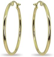 💫 shine in style: chic gold flash stainless steel round polished hoop earrings for women and girls (2x25mm-75mm diameter) logo