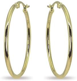 img 4 attached to 💫 Shine in Style: Chic Gold Flash Stainless Steel Round Polished Hoop Earrings for Women and Girls (2x25mm-75mm Diameter)