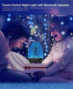 img 3 attached to 🌙 Улучшите свой опыт сном с Aiscool Ночной светильник Bluetooth-колонка - галактика черная: 3D Стеклянная настольная лампа, цветной светодиодный, сенсорное управление, перезаряжаемый и портативный