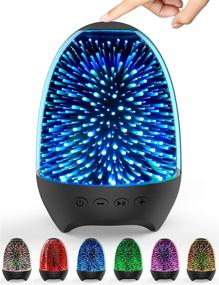 img 4 attached to 🌙 Улучшите свой опыт сном с Aiscool Ночной светильник Bluetooth-колонка - галактика черная: 3D Стеклянная настольная лампа, цветной светодиодный, сенсорное управление, перезаряжаемый и портативный