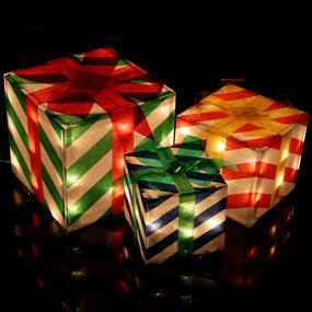 img 1 attached to 🎁 Christmas Magic: Set of 3 Lighted Gift Boxes for Festive Indoor and Outdoor Décor