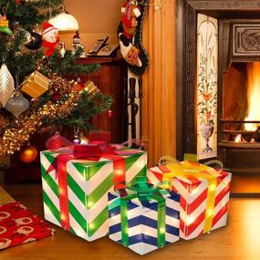 img 3 attached to 🎁 Christmas Magic: Set of 3 Lighted Gift Boxes for Festive Indoor and Outdoor Décor