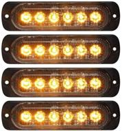 🚨 xt auto 4pcs universal 12v-24v super bright amber/amber 18w 6-led warning emergency construction surface mount beacon flash caution strobe light bar: enhance safety with this high-intensity signal light logo