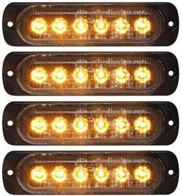 img 4 attached to 🚨 XT AUTO 4pcs Universal 12V-24V Super Bright Amber/Amber 18W 6-LED Warning Emergency Construction Surface Mount Beacon Flash Caution Strobe Light Bar: Enhance Safety with this High-Intensity Signal Light