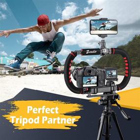 img 2 attached to 📷 Zeadio Camera Smartphone Stabilizer: Foldable Handheld Video Rig for Cameras, Camcorders, Action Cameras, DSLRs, iPhones, and Android Smartphones