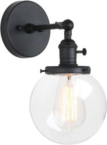 img 4 attached to Vintage Style Pathson Industrial Wall Sconce with Clear Glass Globe Shade – Perfect Loft, Bathroom, and Bedroom Farmhouse Wall Light Fixtures