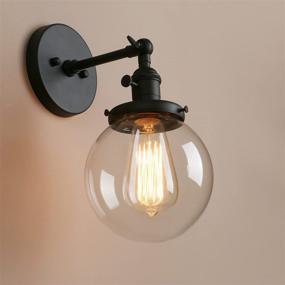 img 1 attached to Vintage Style Pathson Industrial Wall Sconce with Clear Glass Globe Shade – Perfect Loft, Bathroom, and Bedroom Farmhouse Wall Light Fixtures