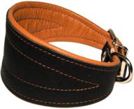 🐾 premium genuine leather extra wide padded tapered dog collar - glossy black - ideal for greyhounds, salukis, deerhounds, lurchers, whippets, and dachshunds logo